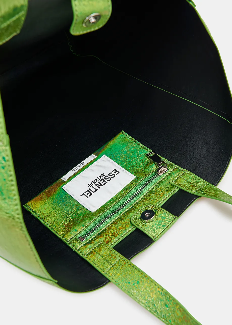 Green metallic shopper bag