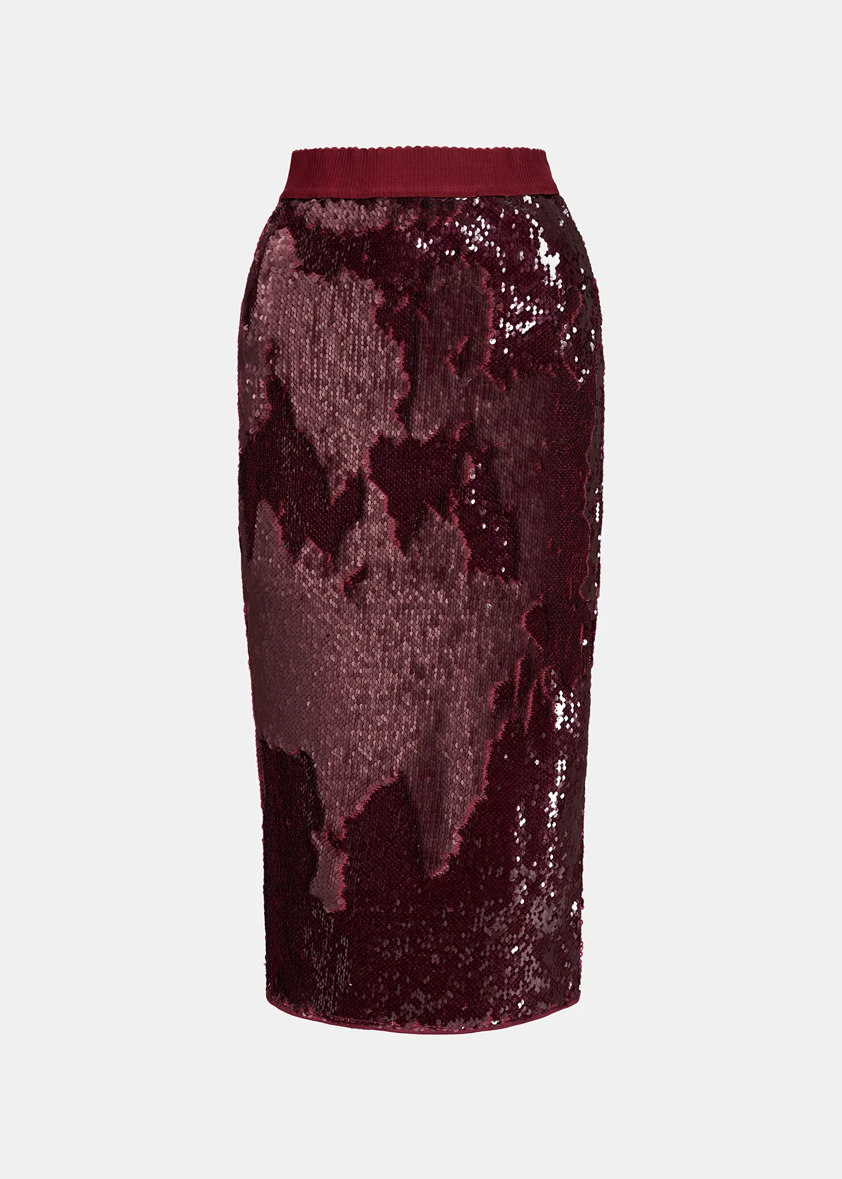 Burgundy sequin-embellished pencil skirt Essentiel Antwerp