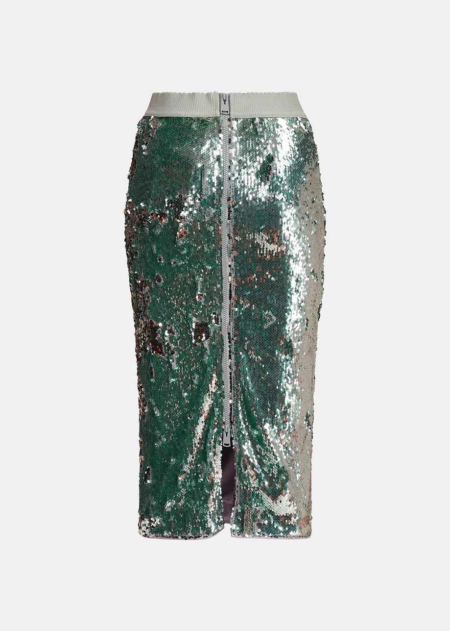 Silver sequin-embellished pencil skirt