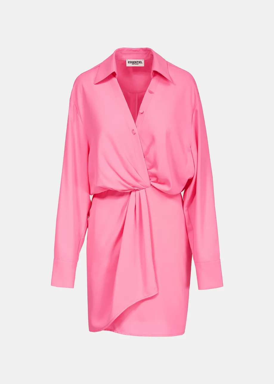 Neon pink mini wrap dress