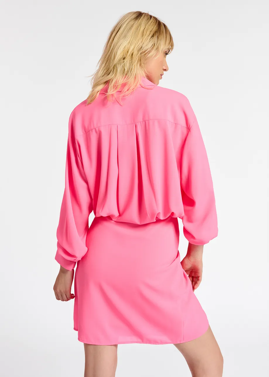 Neon pink mini wrap dress