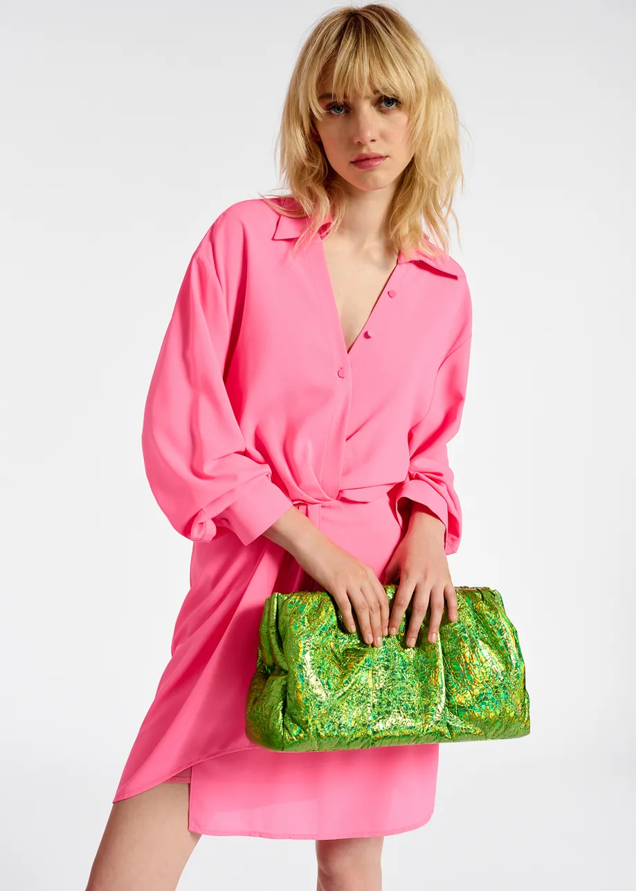 Neon pink mini wrap dress