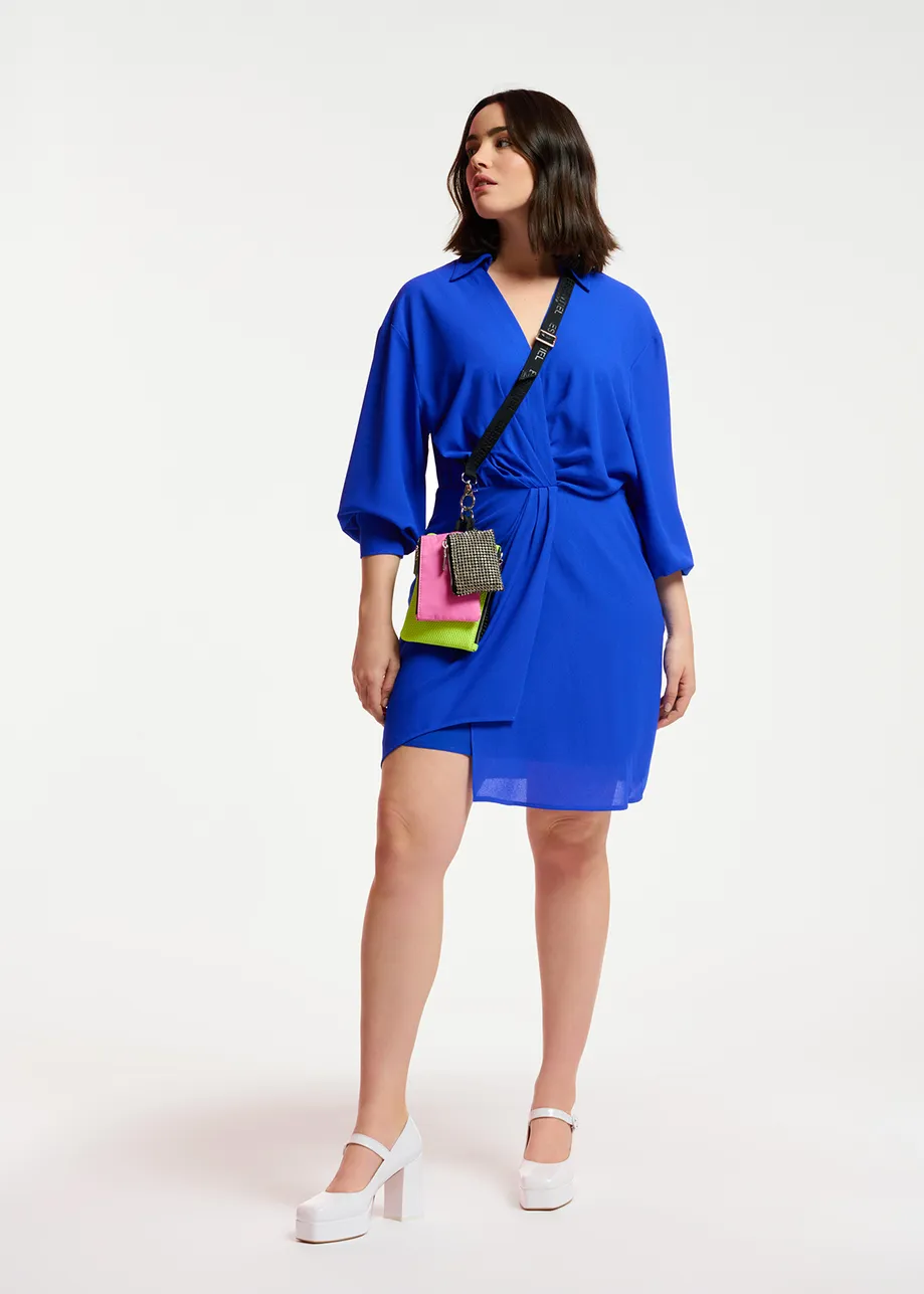 Mini robe portefeuille bleu foncé