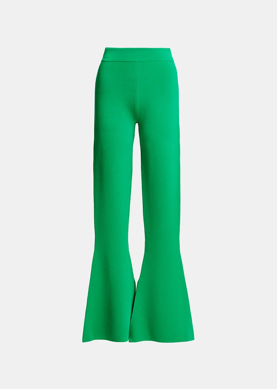 Green flared knitted pants