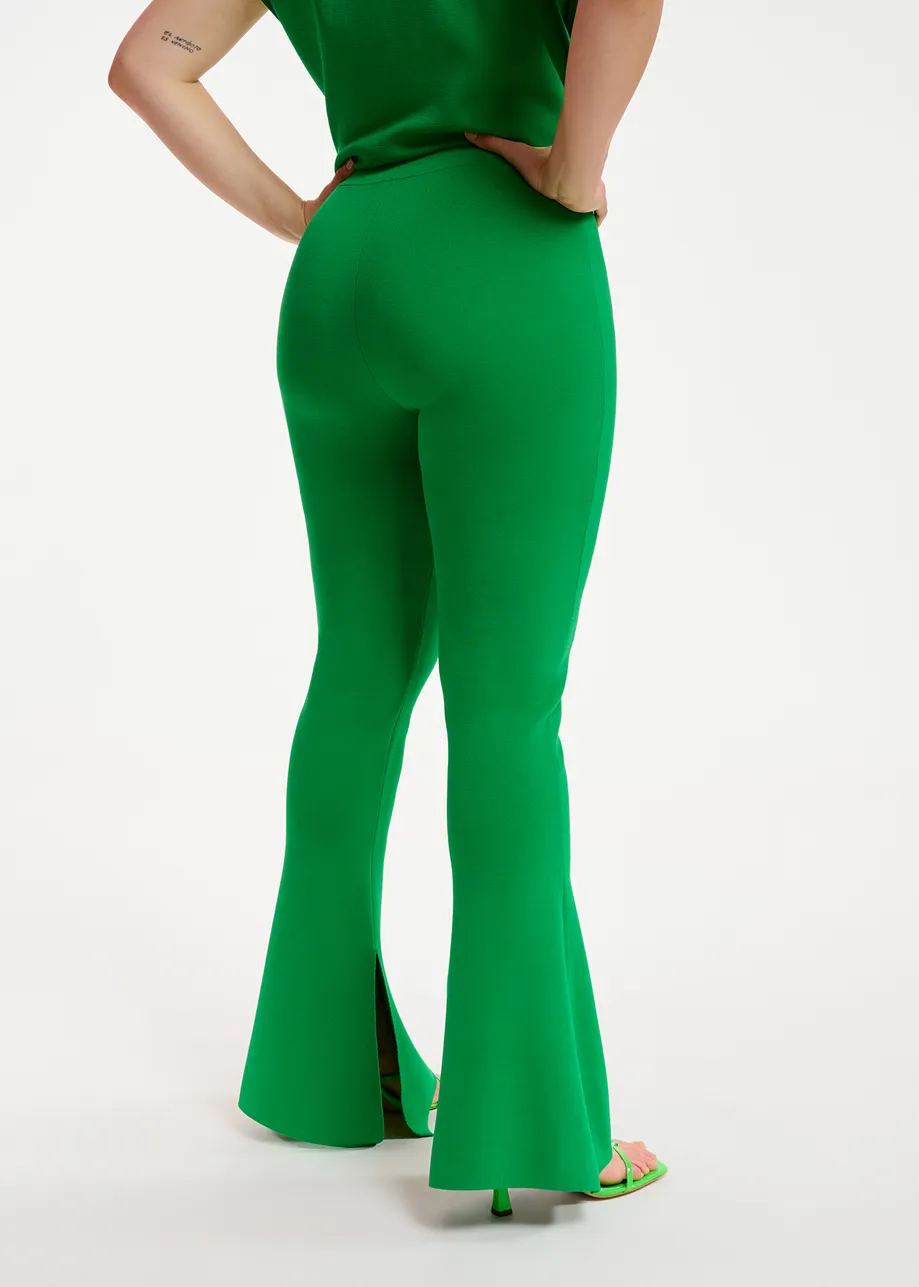 Green flared knitted pants