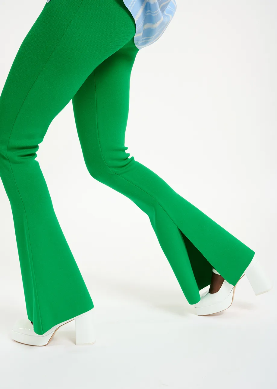 Green flared knitted pants