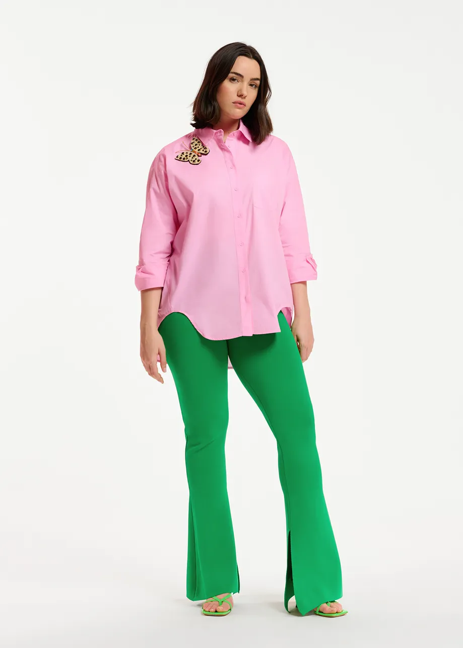 Green flared knitted pants