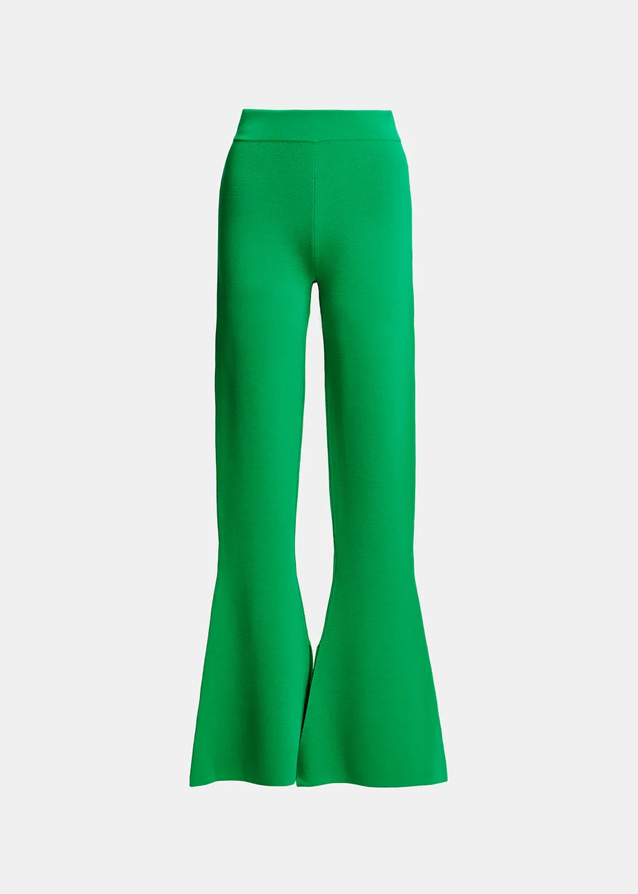 Green flared knitted pants