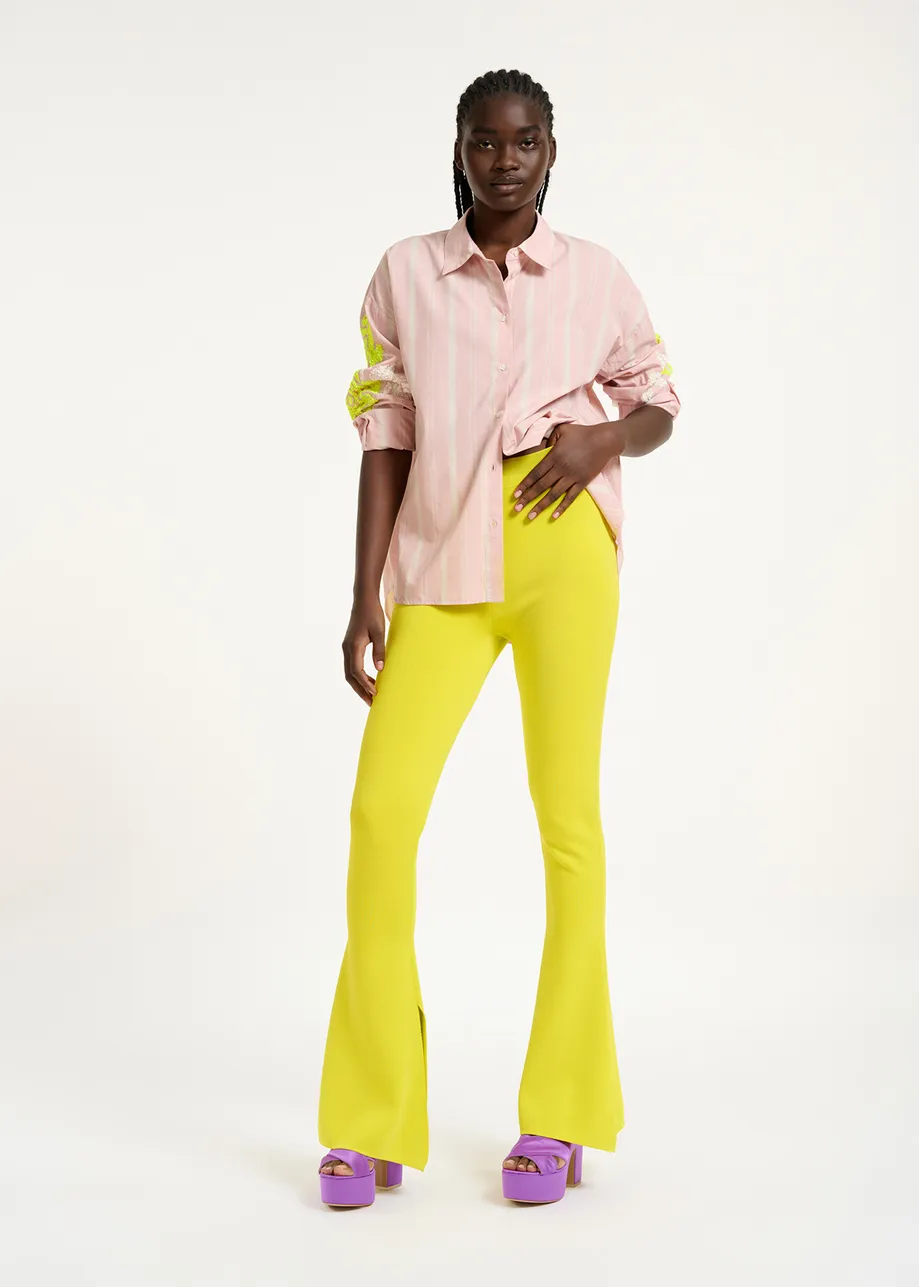 Yellow flared knitted pants