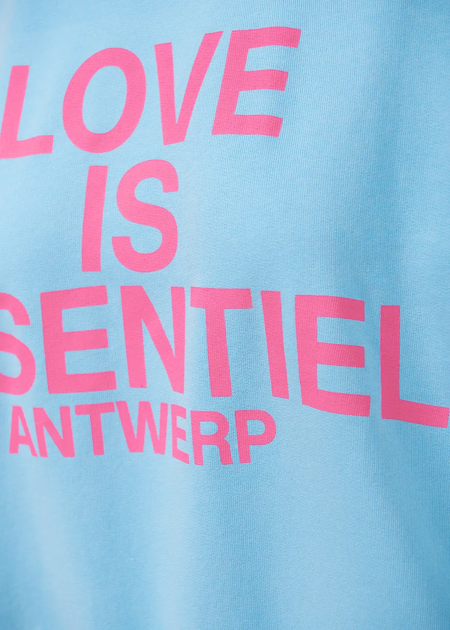 Blue organic cotton sweatshirt with text print