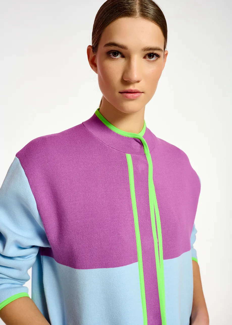 Manteau oversize en tricot bleu clair