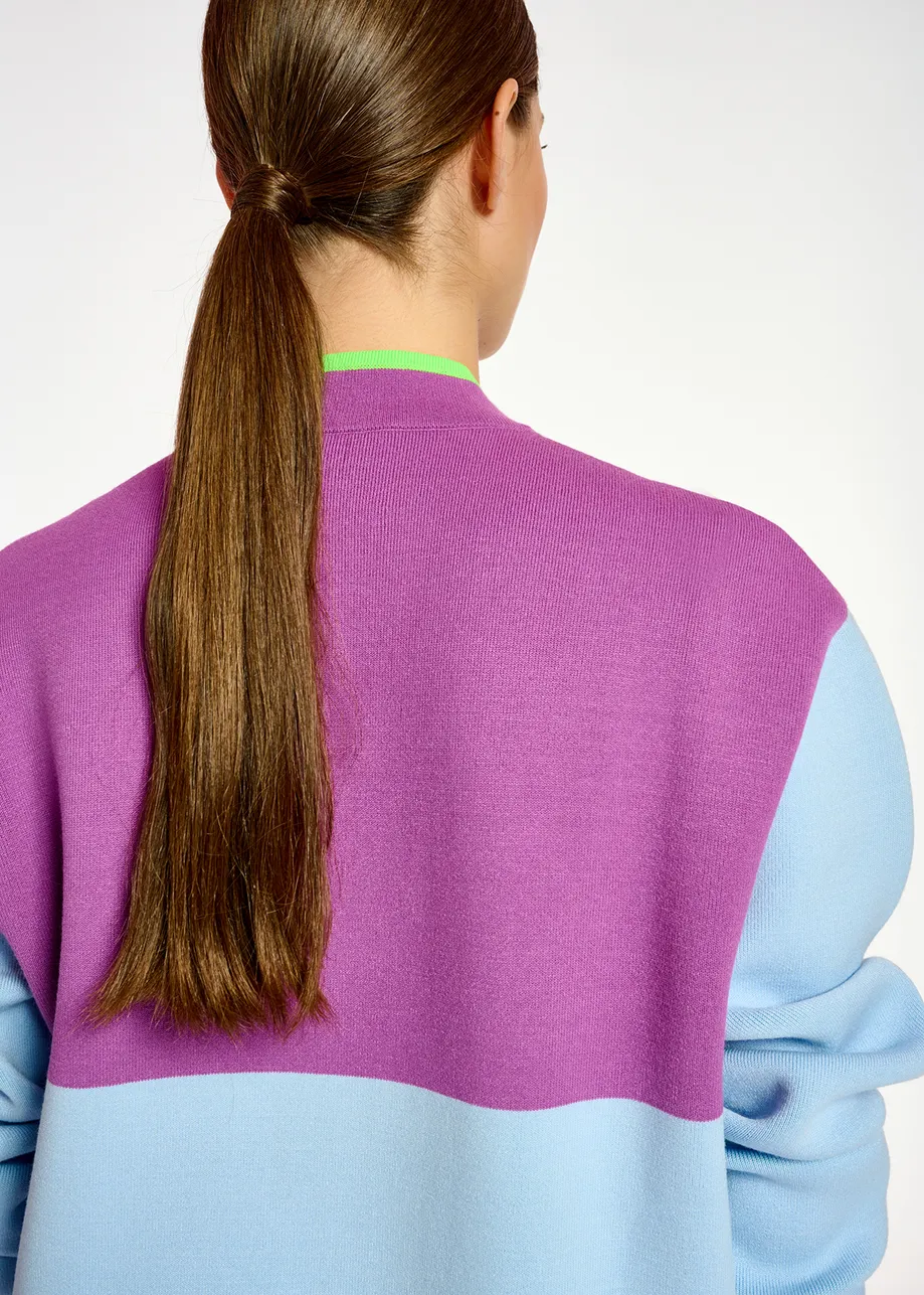 Manteau oversize en tricot bleu clair