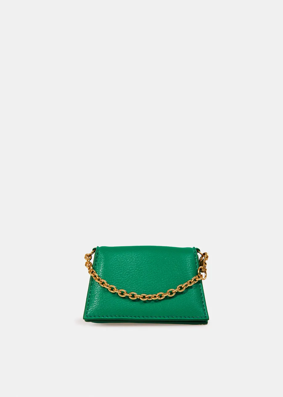 Green faux leather micro bag
