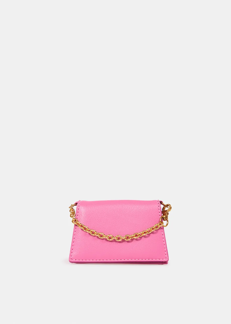 Pink faux leather micro bag