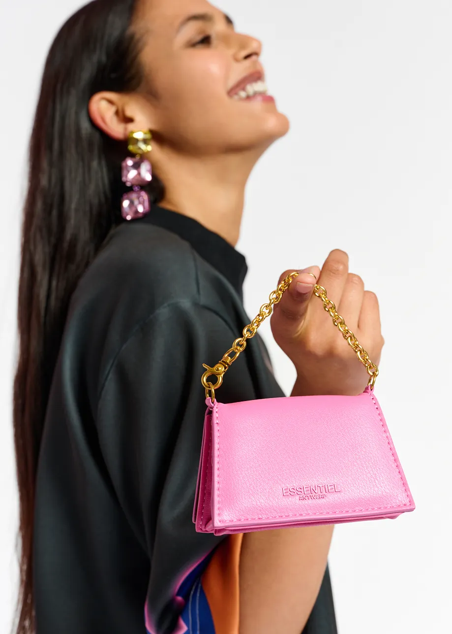 Pink faux leather micro bag