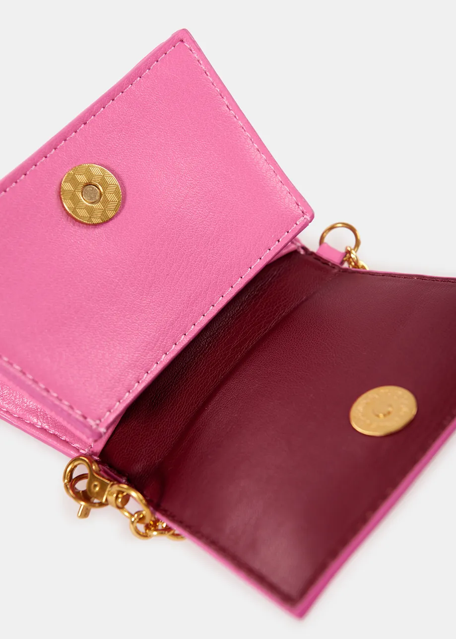 Pink faux leather micro bag