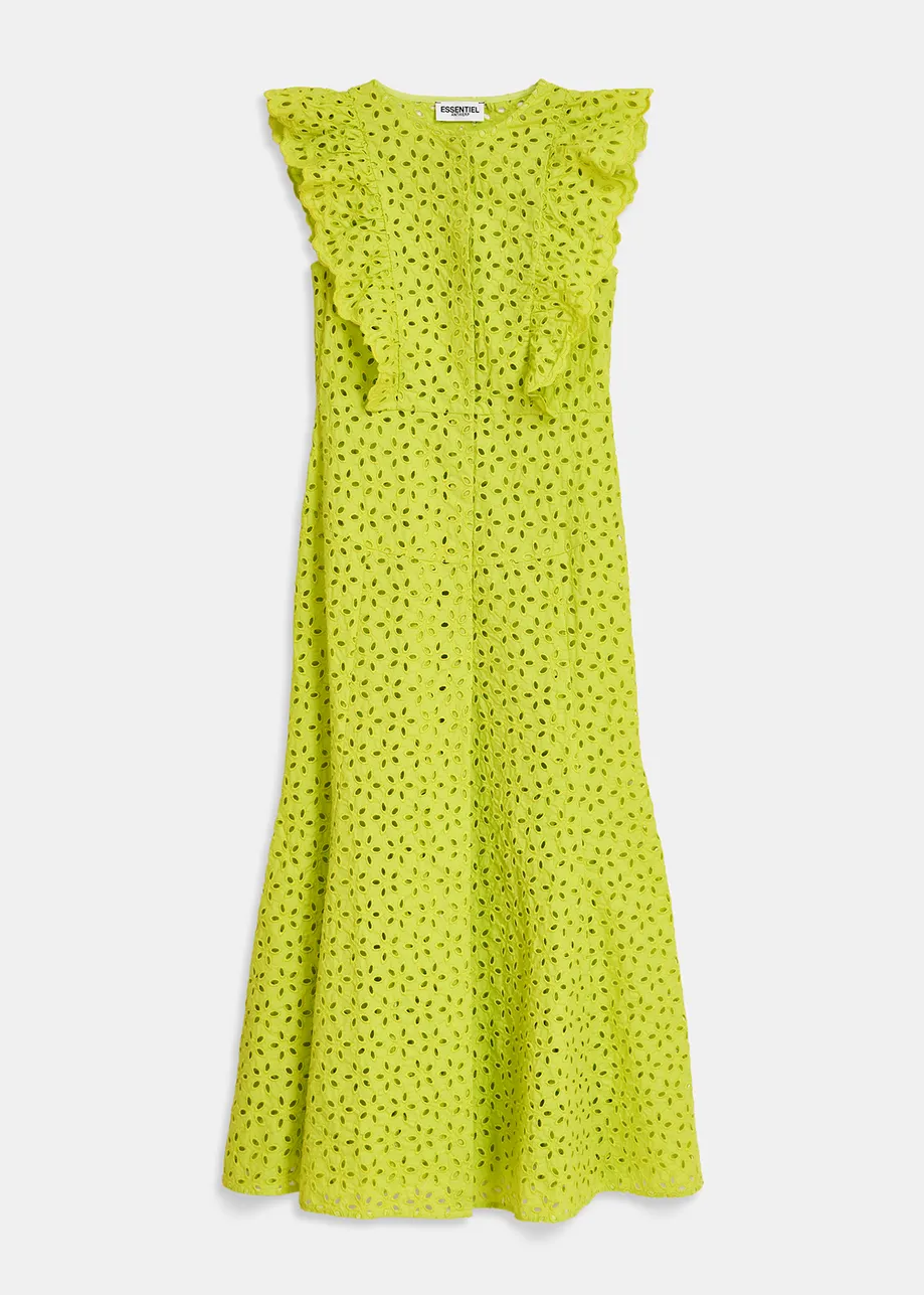 Lime green broderie anglaise cotton maxi dress