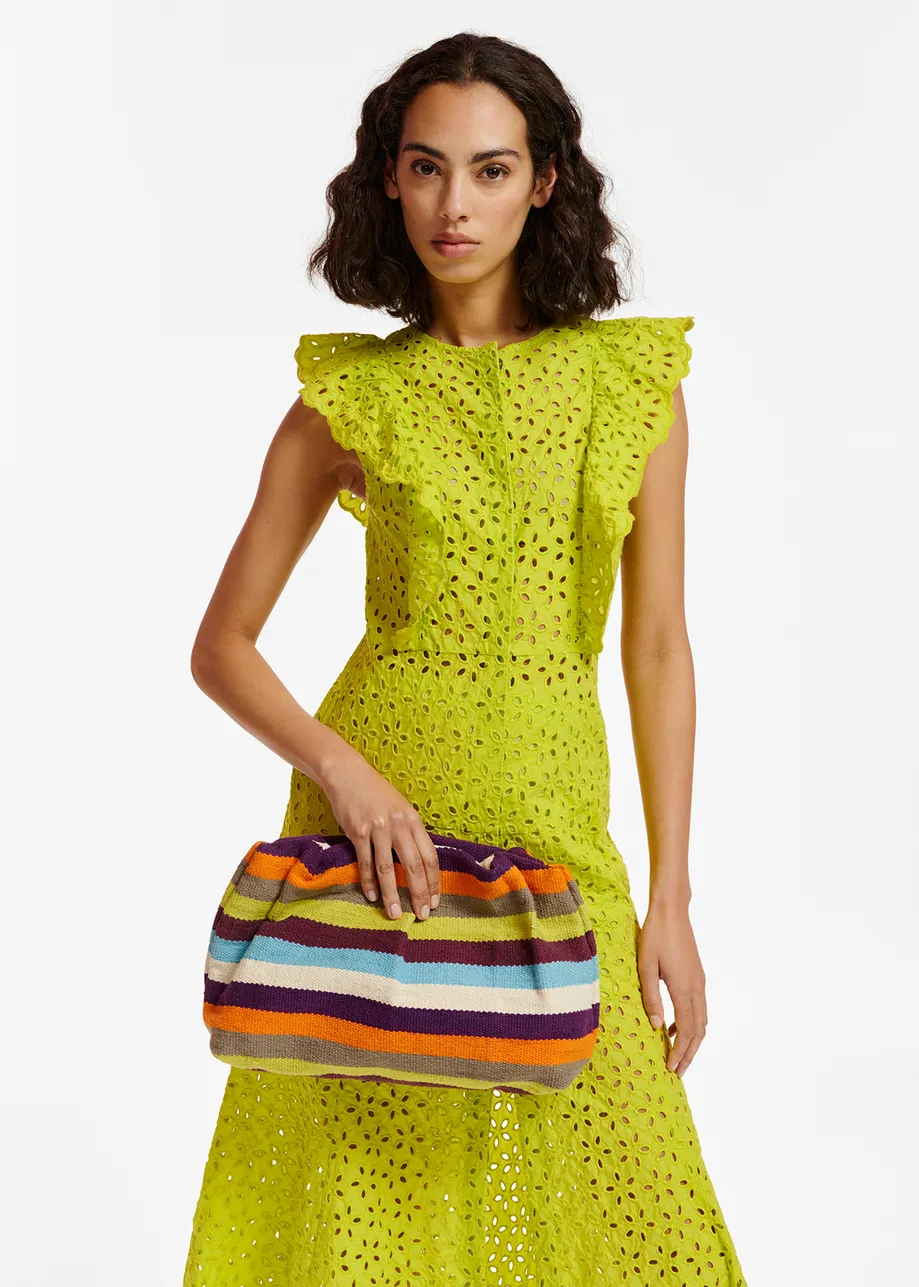 Lime green broderie anglaise cotton maxi dress