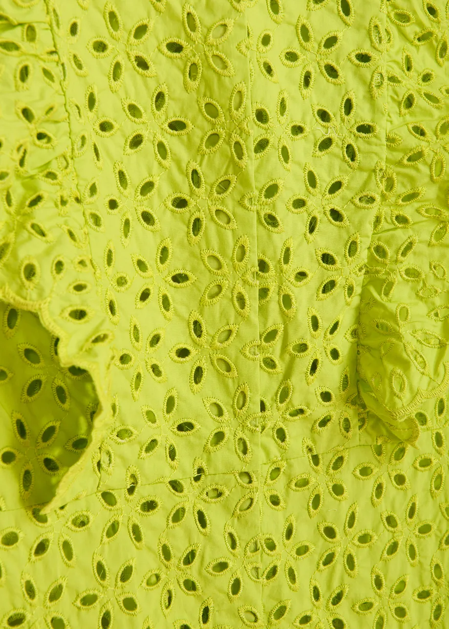 Lime green broderie anglaise cotton maxi dress
