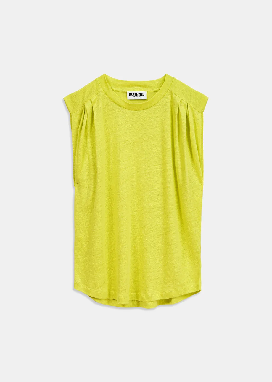 Lime green linen sleeveless T-shirt