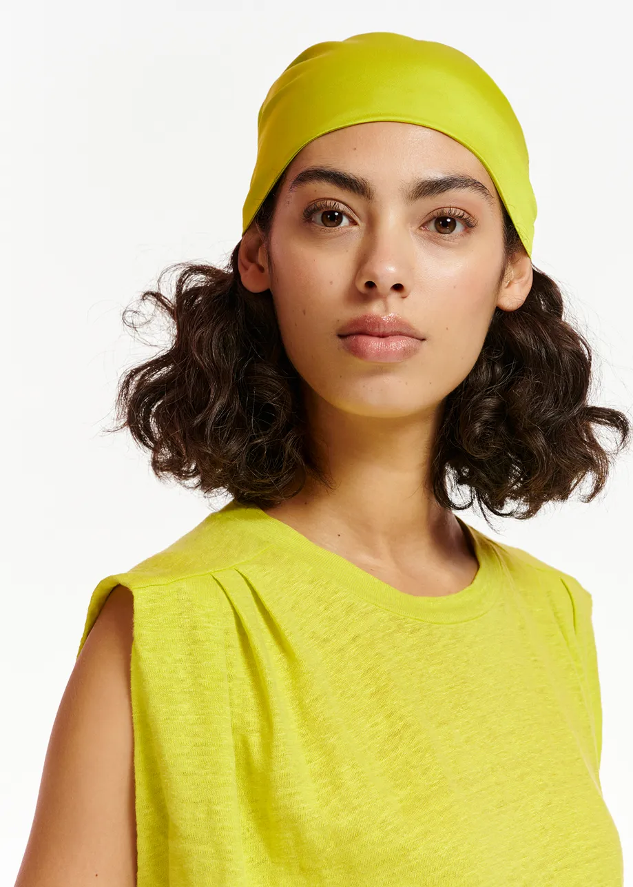 Lime green linen sleeveless T-shirt