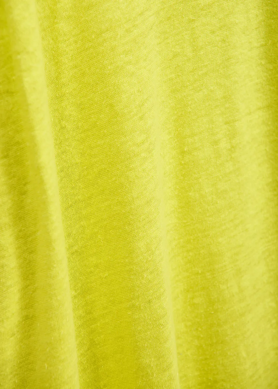 Lime green linen sleeveless T-shirt