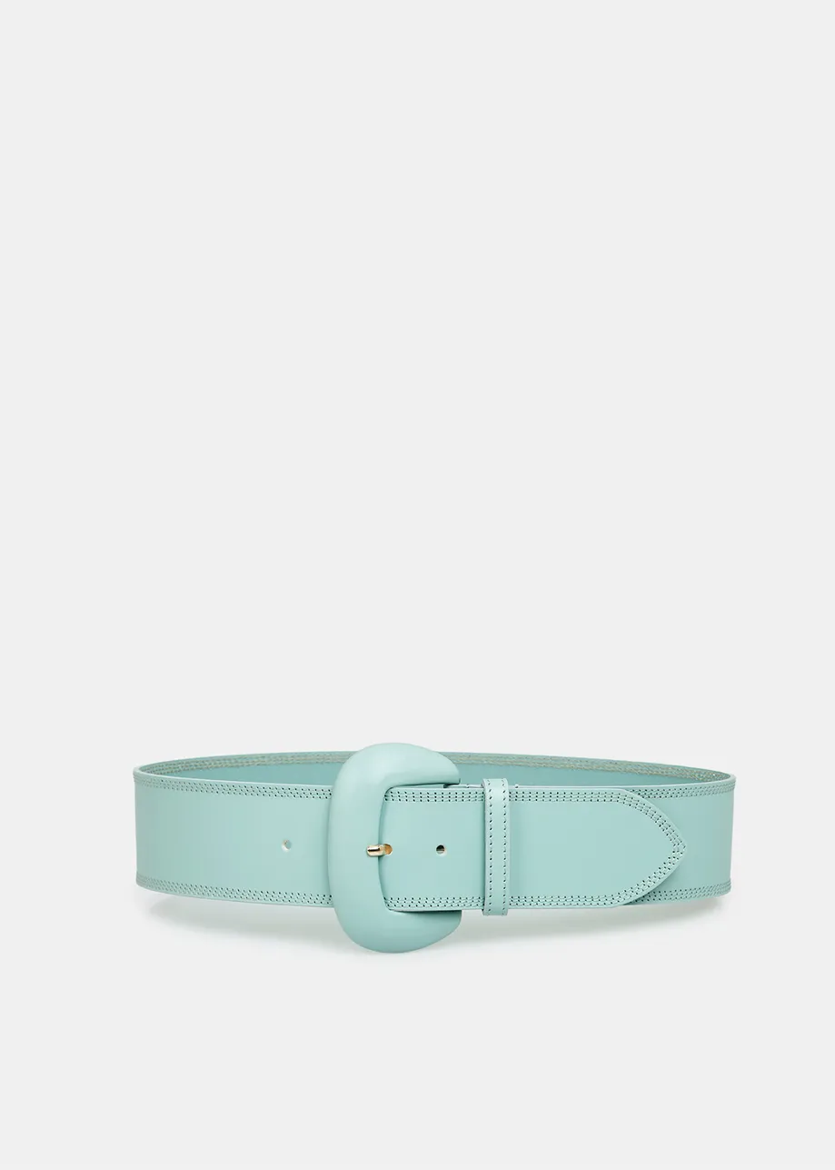Light blue leather waist belt