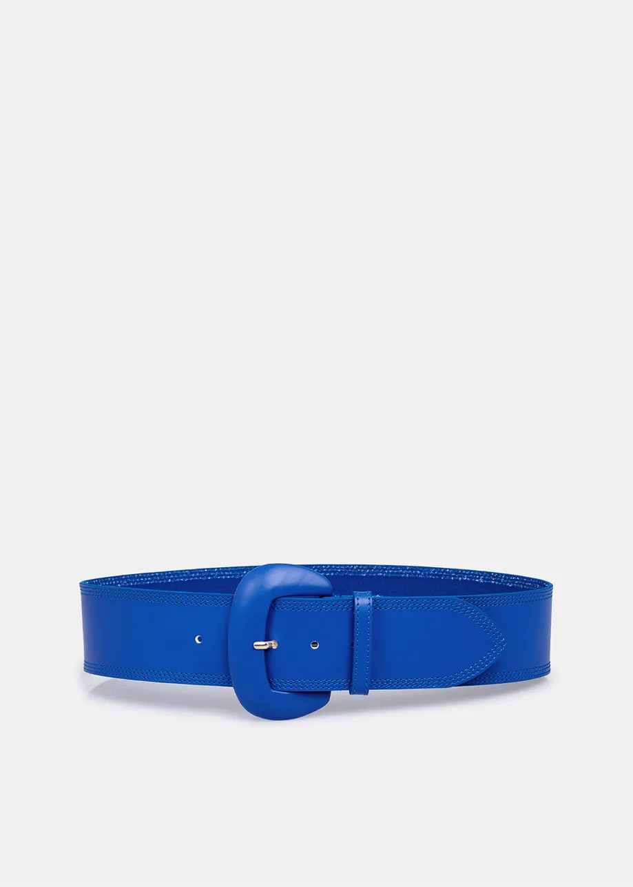 Dark blue leather waist belt