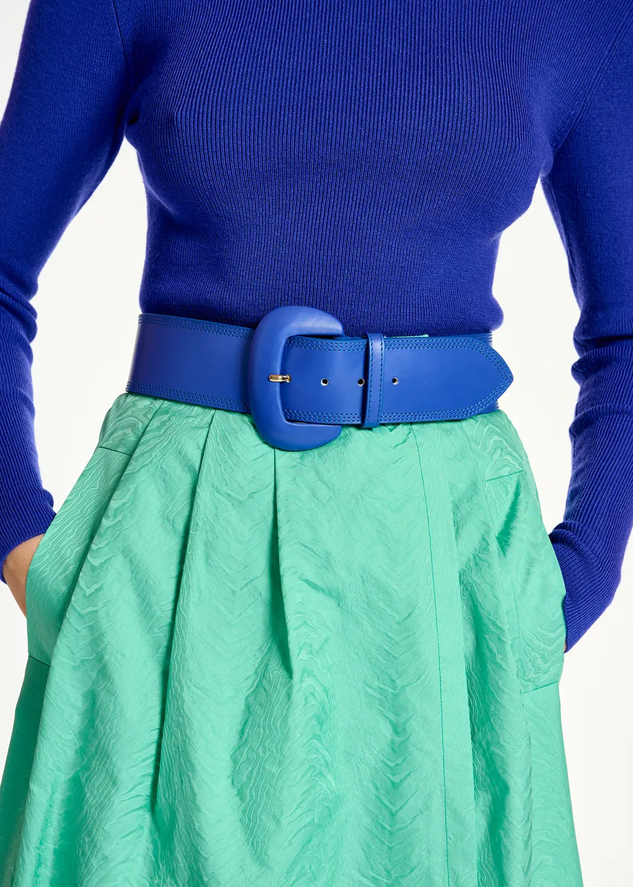 Dark blue leather waist belt
