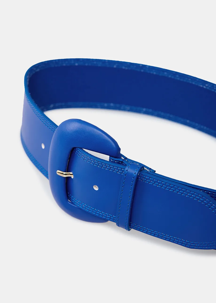 Dark blue leather waist belt