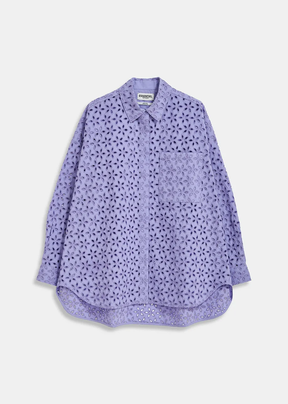 Blue broderie anglaise cotton shirt