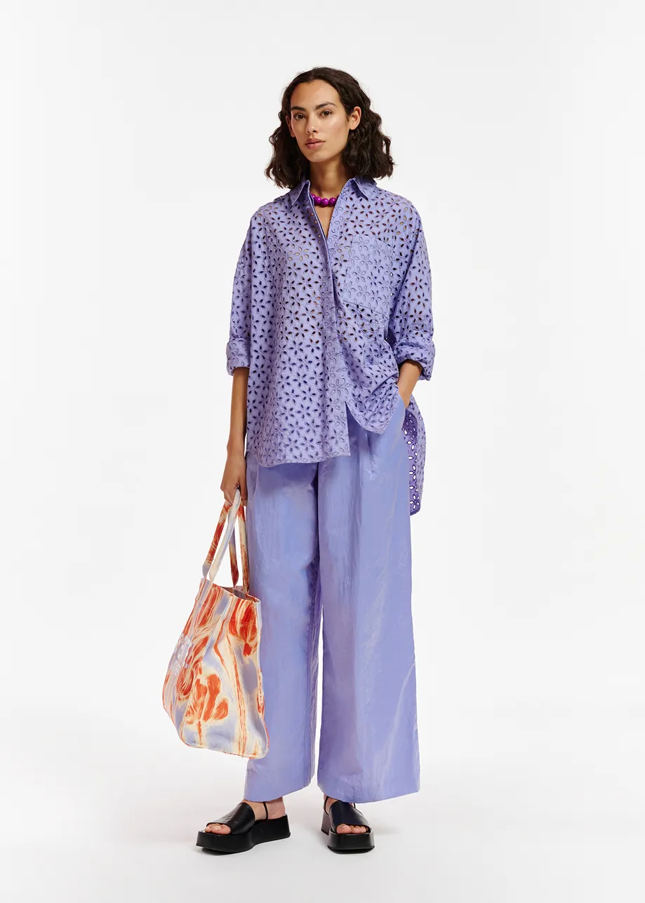 Blue broderie anglaise cotton shirt