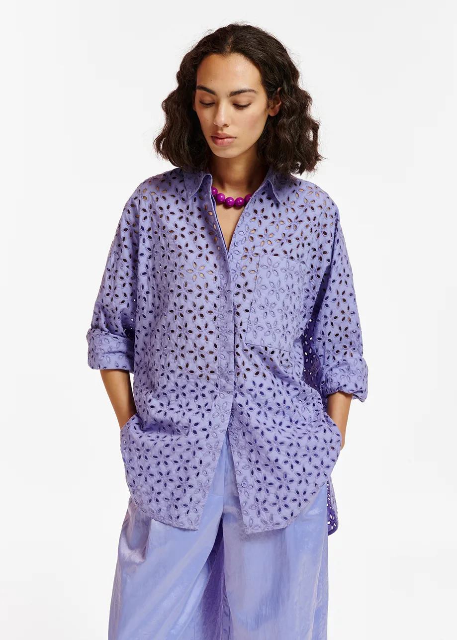 Blue broderie anglaise cotton shirt