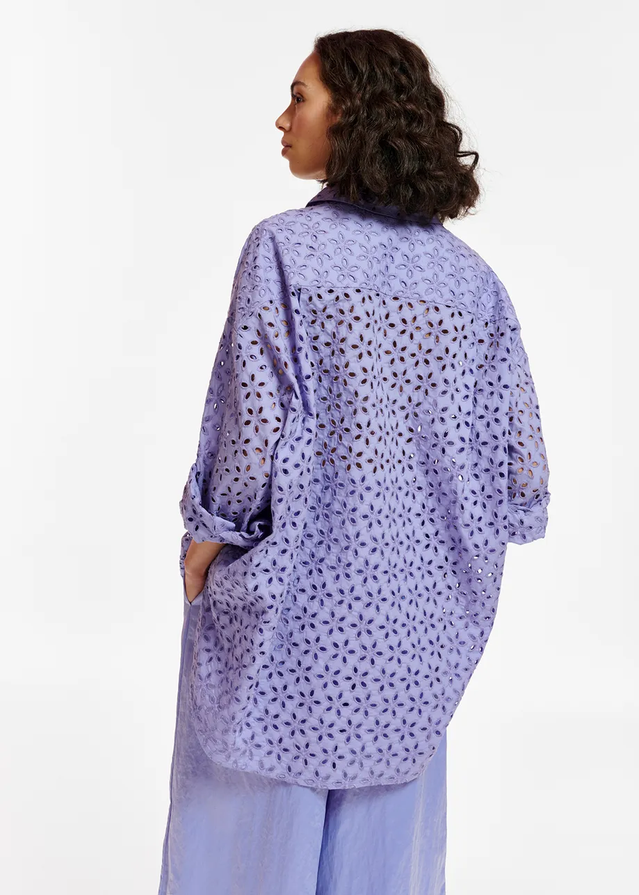 Blue broderie anglaise cotton shirt