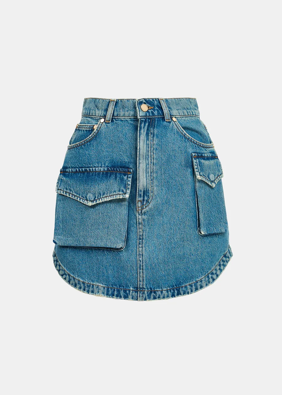 Blauwe mini-jeansrok