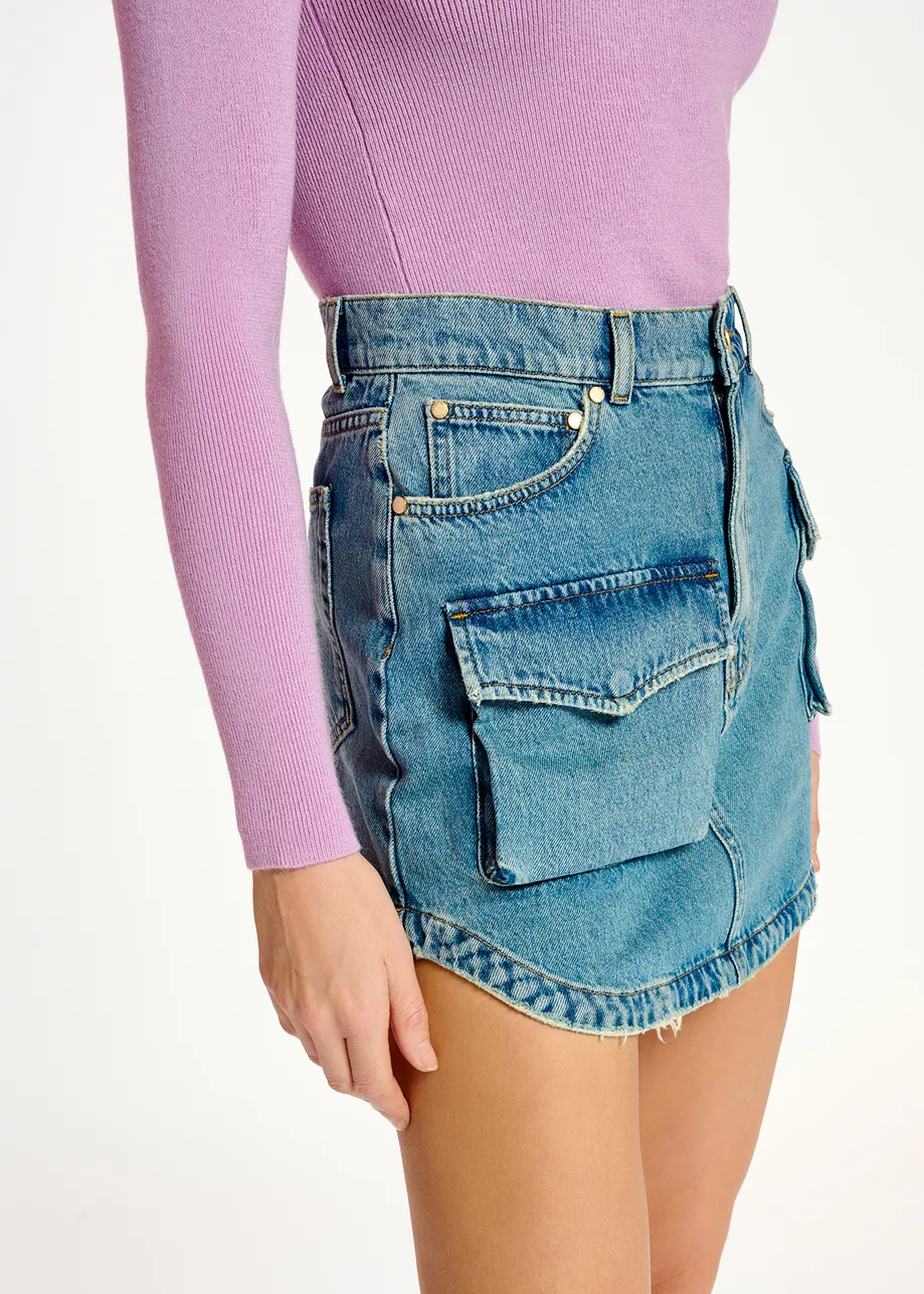 Blauwe mini-jeansrok