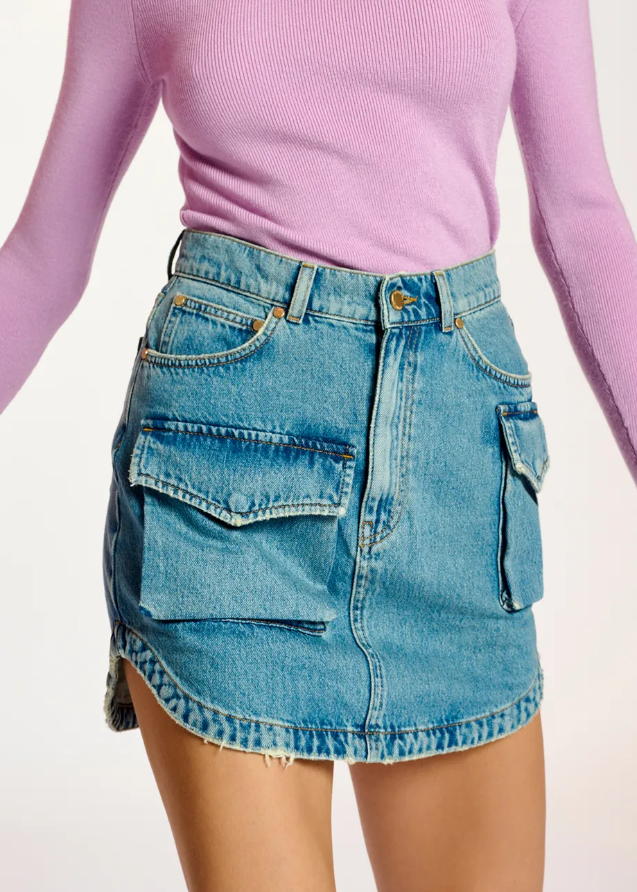 Blauwe mini-jeansrok