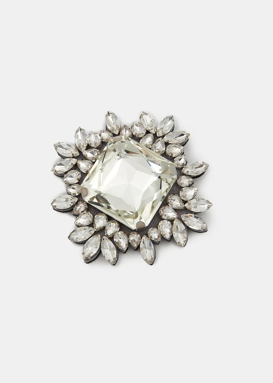 Silver-tone rhinestone brooch