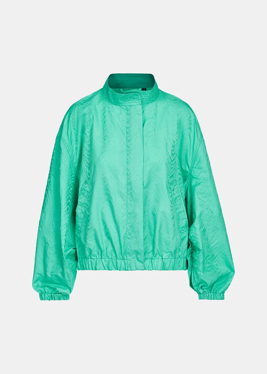Turquoise jacquard bomber jacket