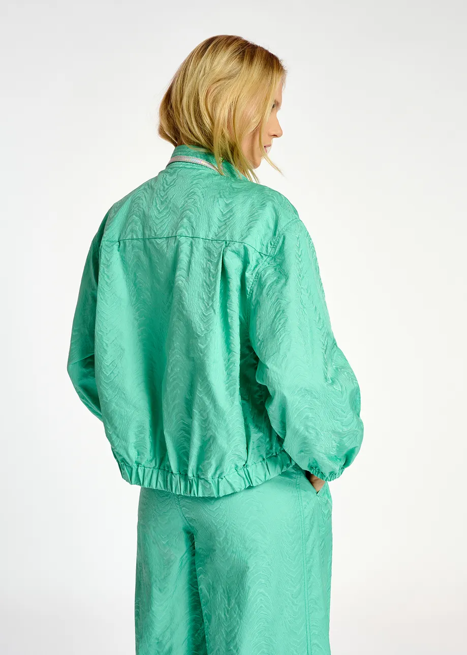 Turquoise bomberjack van jacquard