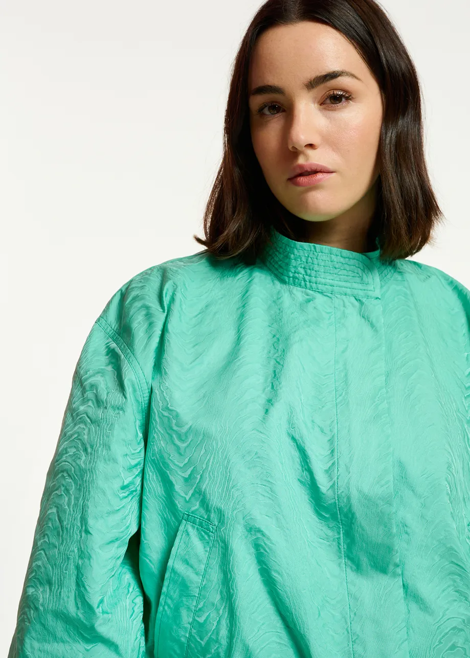 Turquoise bomberjack van jacquard