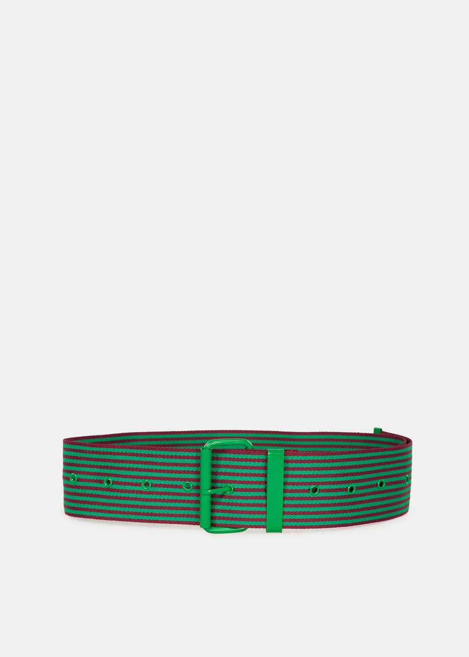 Ceinture en toile à rayures vertes et violettes