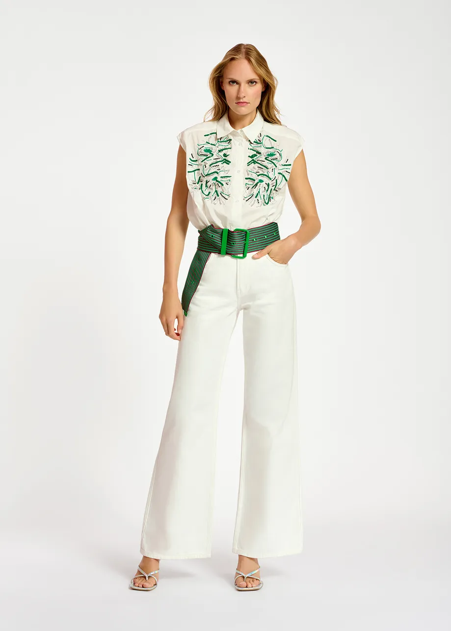 Ceinture en toile à rayures vertes et violettes