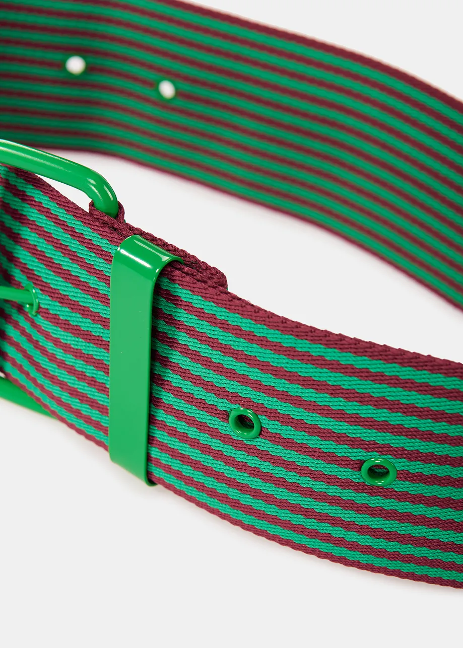 Ceinture en toile à rayures vertes et violettes