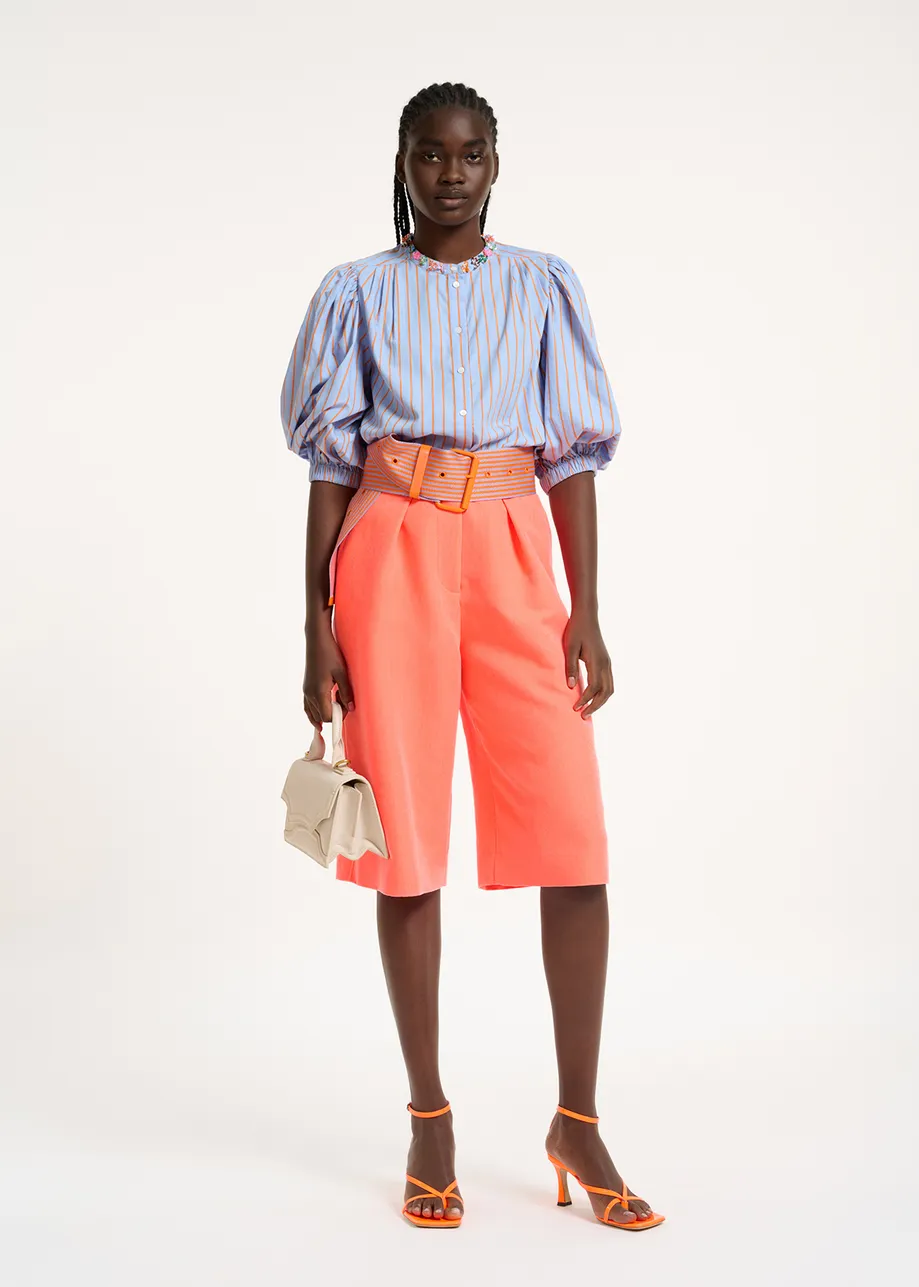 Orange and lilac striped canvas belt