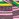 Black, pink and green striped ribbed-knit midi skirt