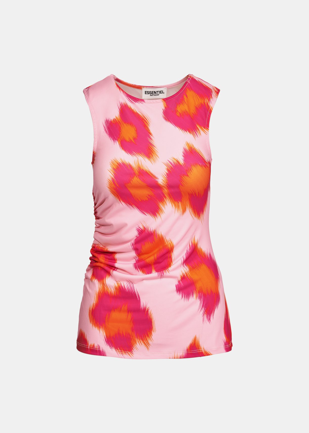 Roze mouwloze top met luipaardprint