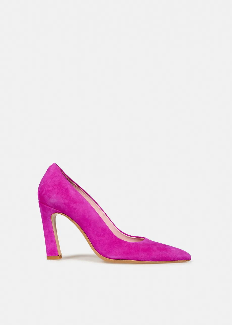 Fuchsia faux suede leather pumps