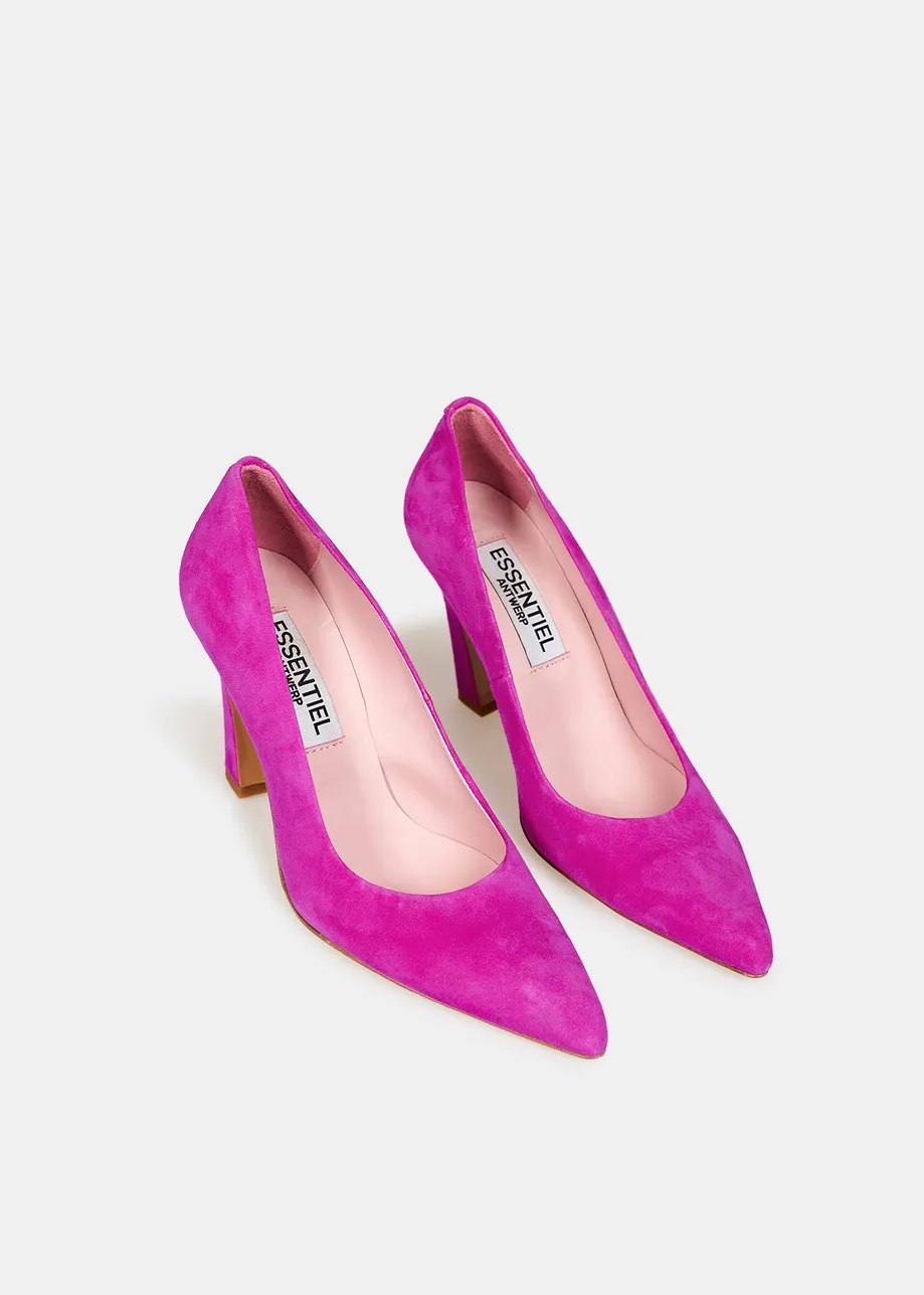 Fuchsia sandalen in faux suèdeleer