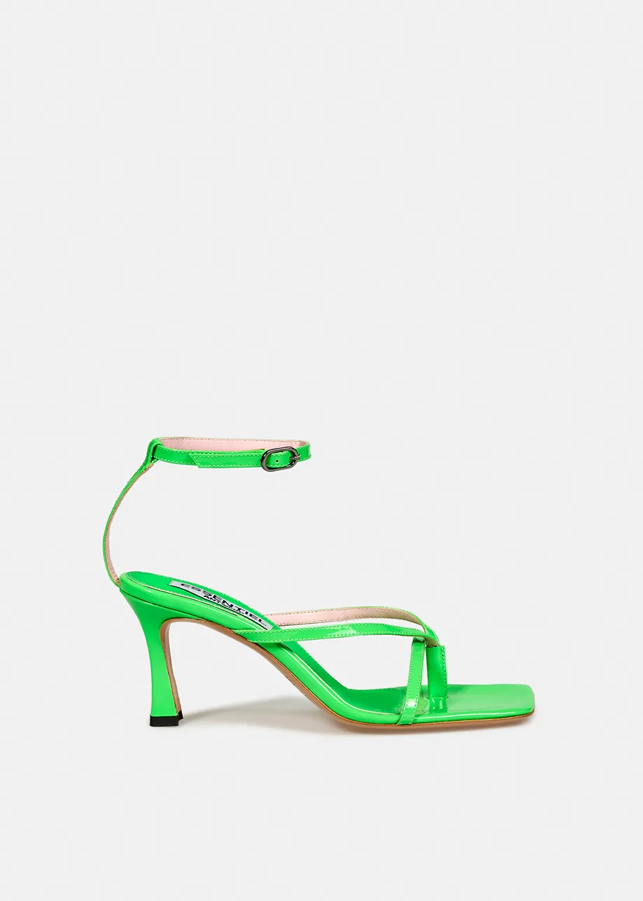 Fluogroene leren sandalen met bandjes
